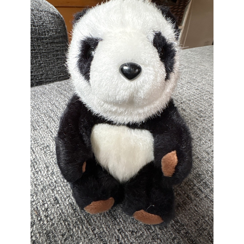 B.J. Toy Co Panda Bear Plush Stuffed Animal Black White Brown Paws 7in Vintage